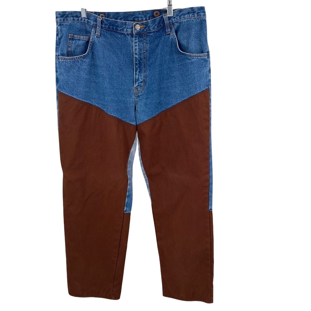 Walls  Denim Work Pants Brown Canvas Leg Panels Regular Outdoors Men Size 38